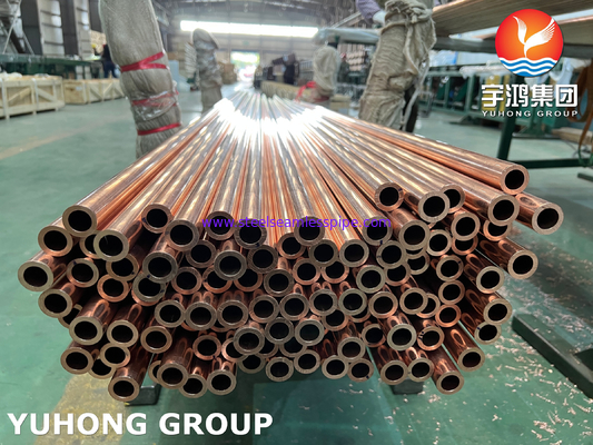ASTM B111 UNS C12200 / CW024A Χωρίς συγκόλληση σωλήνας χαλκού, σωλήνας ανταλλακτικού θερμότητας DHP
