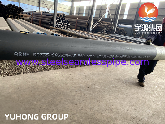 ASME SA335 P22 10" SCH120 Χωρίς συγκόλληση σωλήνες λέβητα Μαύρη ζωγραφική με βέβλο τέλος