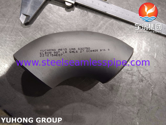 ASTM A815 UNS S32750 Υπερ-διπλόξυλα εξαρτήματα από ανοξείδωτο χάλυβα 90 μοίρες LR Κόντος
