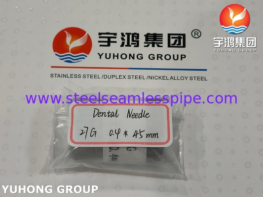 ISO9626, 27G 0.4*45MM, Ατσάλινο ιατρικό σωλήνα οδοντικής βελόνας, Σημείο καμπύλης