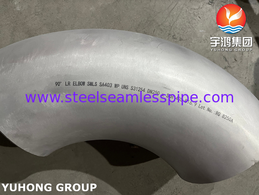 ASTM A403 WPS31254 Διπλό ανοξείδωτο χάλυβα 254SMO Εφοδιασμοί 90 μοίρες LR Κόντος
