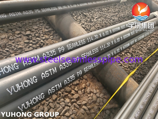 ASTM A335 / ASME SA335 P9 Σύνθετο χάλυβα αδιάβροχο σωλήνα μαύρη ζωγραφική βεβλεμένο άκρο