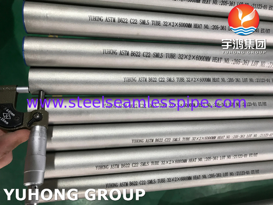 Αδιάβροχο σωλήνα από κράμα νικελίου ASTM B622 Hastelloy C22 UNS N06022 Για δοχεία αντιδραστήρων