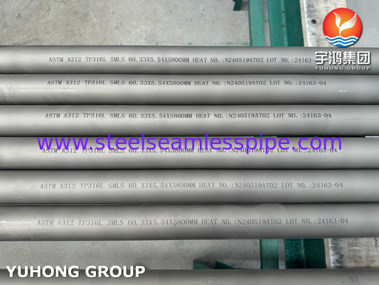 ASTM A312 TP316L Χάλυβα από ανοξείδωτο χάλυβα Χωρίς ραφές σωλήνες με υδροστατική και υπερηχητική δοκιμή ρεύματος Eddy για πετροχημικές εφαρμογές