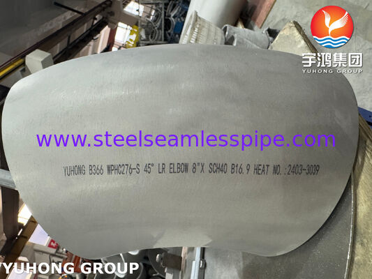 ASTM B366 WPHC276 / UNS N10276 BW Εξαρτήματα Σωλήνων Hastelloy C276 Αγκώνας 45 Μοιρών 90 Μοιρών