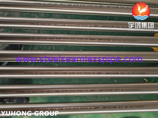 ASTM A270 TP304 Ατσάλι από ανοξείδωτο χάλυβα φωτεινό αναψυγμένο άψογο υγιεινό σωλήνα για την επεξεργασία τροφίμων