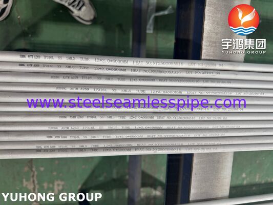 Σωλήνας χωρίς συγκόλληση από ανοξείδωτο χάλυβα ASTM A269 TP316L για συμπυκνωτή, αποξειδωμένος και ανόπτηση