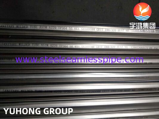 ASTM A270 TP304 Υγιεινές σωλήνες συγκόλλησης από ανοξείδωτο χάλυβα με μηχανικά γυαλισμένο και ηλεκτροφωλισμένο φινίρισμα και προσαρμοσμένη τραχύτητα Ra