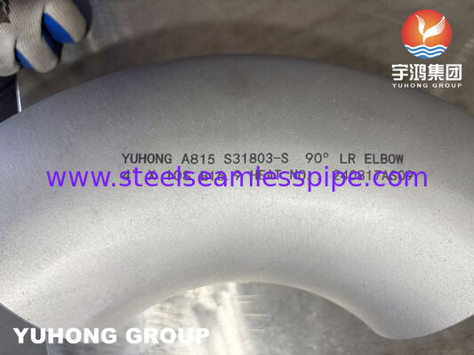 ASTM A815 S31803 Διπλό ανοξείδωτο χάλυβα 90 μοίρες Μεγάλη ακτίνα αγκώνα