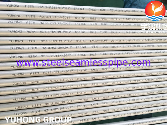 ΑΣΤΜ A213 TP316L S31603 SUS316L Ατσάλινο σωλήνα ανταλλακτήρα θερμότητας χωρίς συγκόλληση