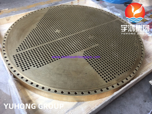 ASTM B171 C46400 Πλάκα σωλήνων εναλλάκτη θερμότητας από κράμα ορείχαλκου για δοχείο πίεσης