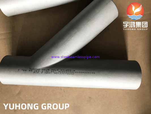 Διπλό ατσάλι ASTM A815 S31803, σχήμα Y Tee, σωλήνα B16.9