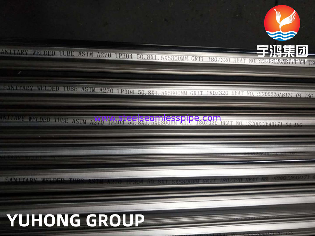 ASTM A270 TP304 Υγιεινός αδιάβροχος σωλήνας από ανοξείδωτο χάλυβα με γυαλισμένη επιφάνεια και αντοχή στη διάβρωση