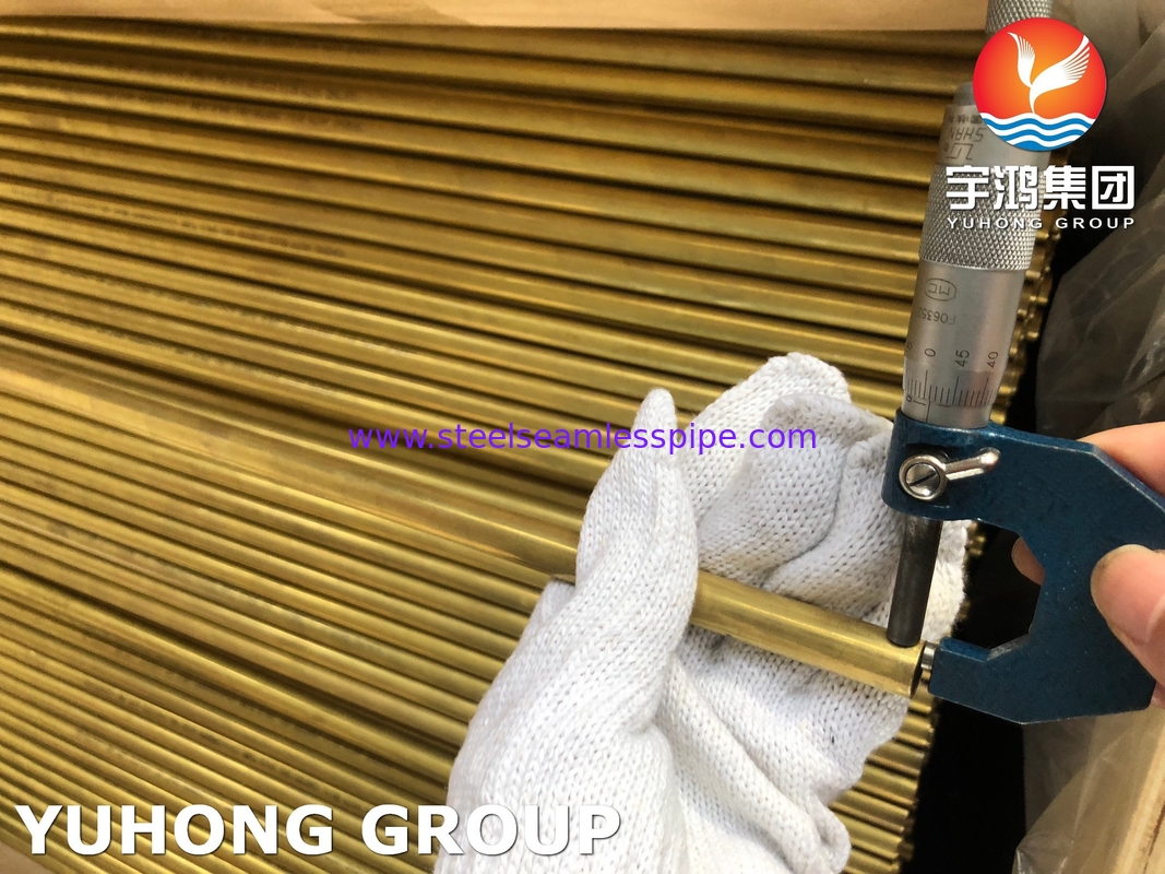 Τύπος χάλκινου χαλκού ASTM B111 C44300 C68700 C70600 25.4mm*1.245mm*12995mm Κοντενσόρας ψυκτικός αερισμός