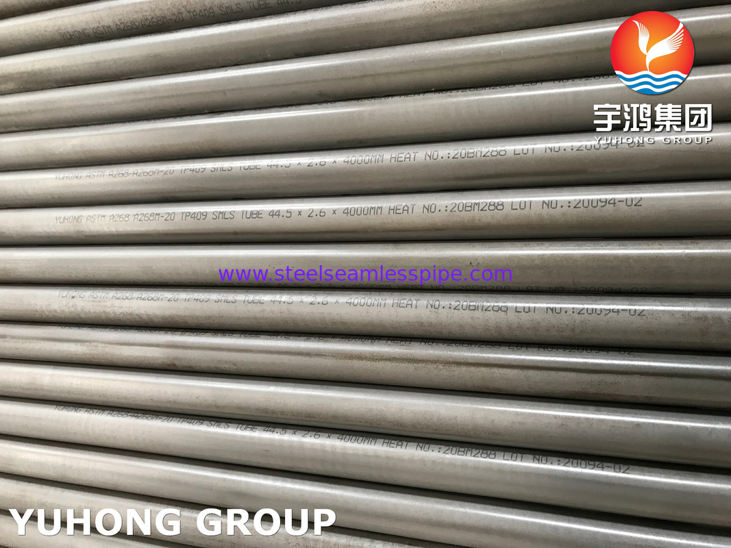 ASTM A268 TP409 Χωρίς συγκόλληση σωλήνας Ανθεκτικός στη διάβρωση και την οξείδωση σε υψηλές θερμοκρασίες