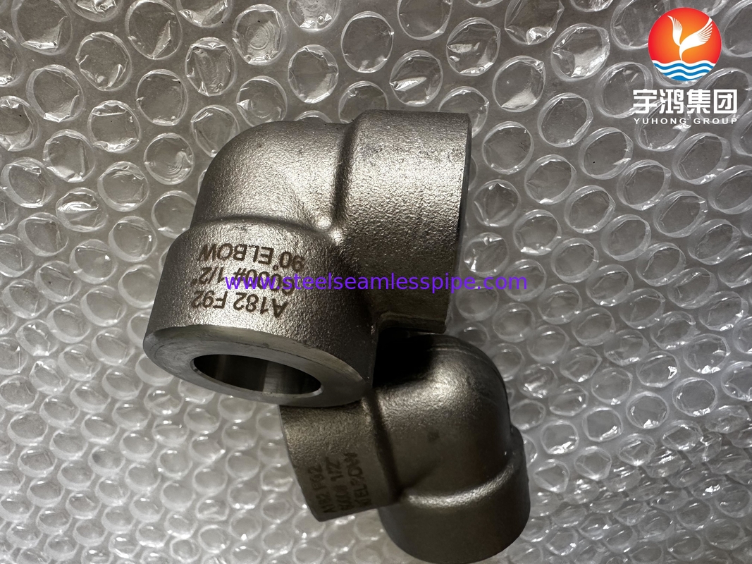 Α182 F53 F92 1/2" #3000 90° Ελκώδης πύλη αγκώνου ASME B16.11 Για εργοστάσια παραγωγής ηλεκτρικής ενέργειας