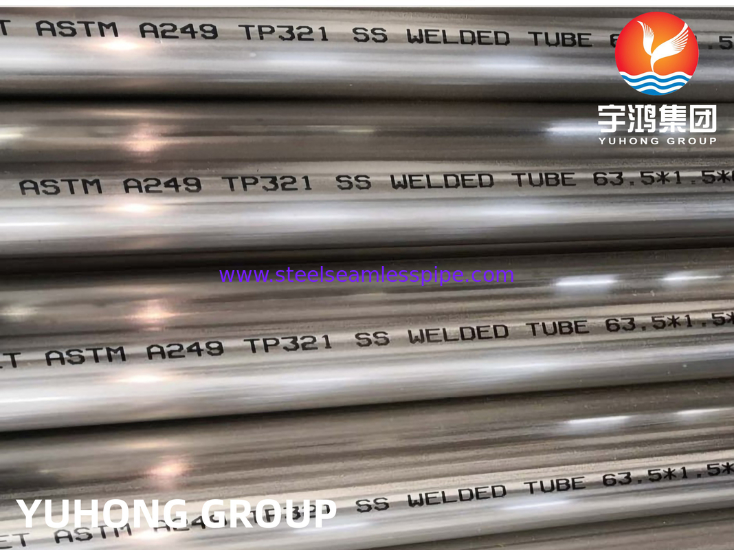 ASTM A249 TP321 Ζυγισμένος σωλήνας από ανοξείδωτο χάλυβα Φωτεινός αναψυκτικός λέβητας, ανταλλακτής θερμότητας και υπερθεραπεία