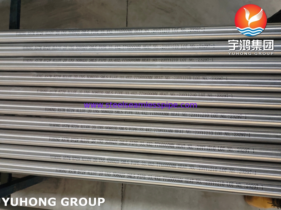 ASME SB729 UNS N08020 Χωρίς έλξη σωλήνας από κράμα νικελίου για εξατμιστήρα φωσφορικού οξέος