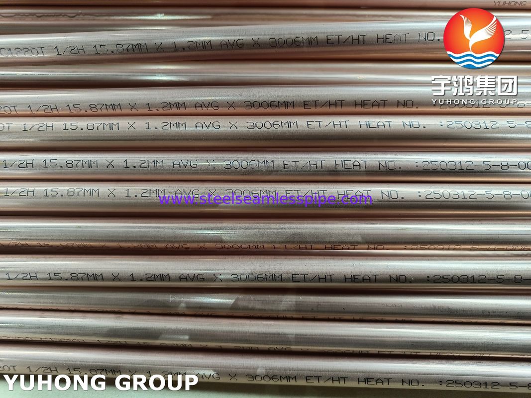 JIS H3300 C1220T Κόκκινο χαλκό Seamless σωλήνα για την κατασκευή της παροχής νερού και της μεταφοράς αερίου