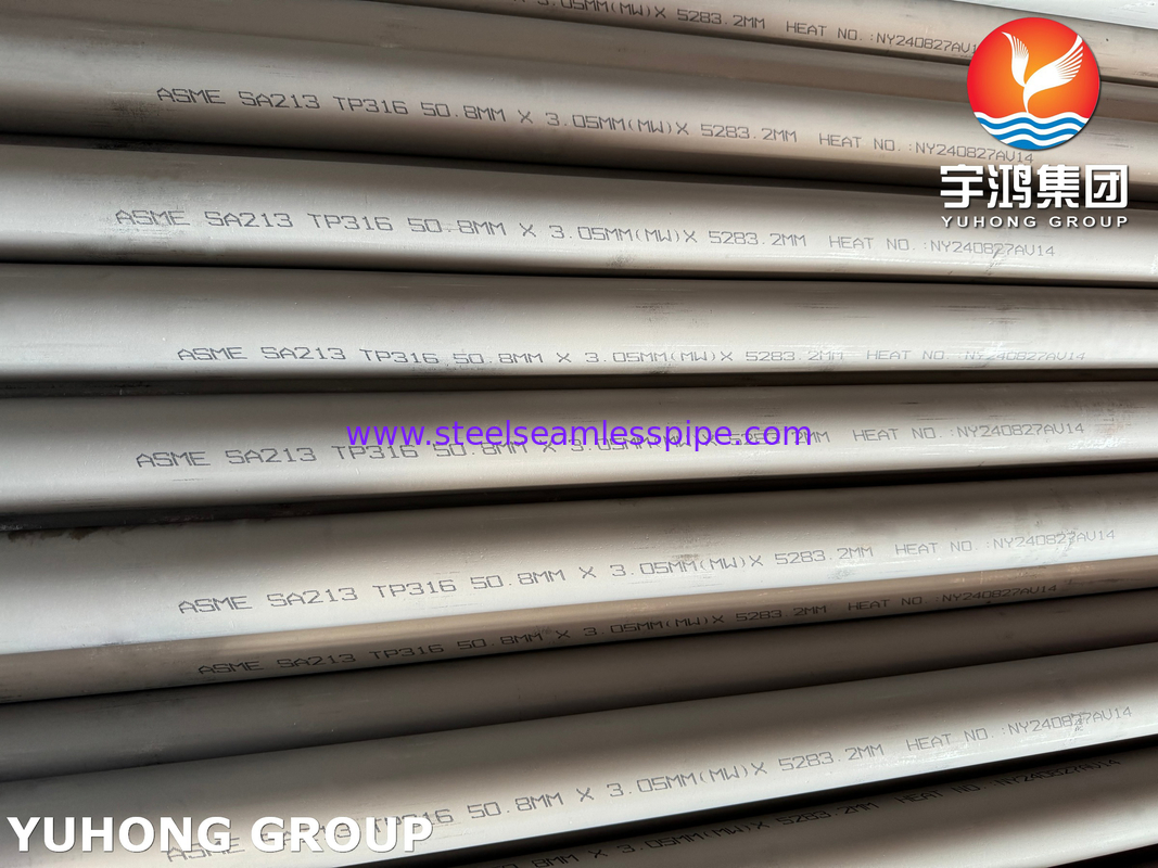 ASME SA213 TP316 (UNS S31600) Ατσάλινος άψογος σωλήνας για εναλλάκτη θερμότητας και λέβητα