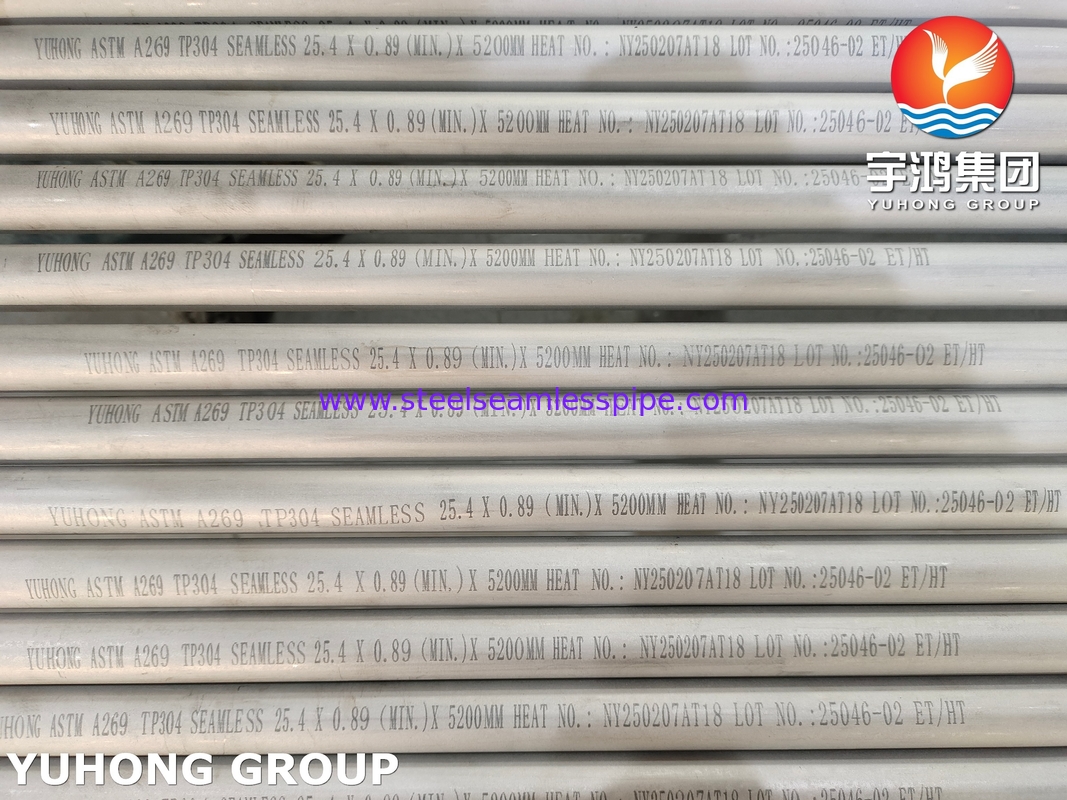 ASTM A269 TP304 Ανοξείδωτος Χάλυβας Σωλήνας Χωρίς Ραφή, Μαζευμένος και Ανόπτησης για Εναλλάκτες Θερμότητας και Γενική Χρήση