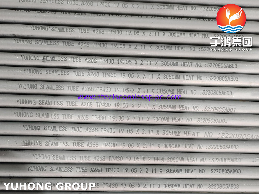 ASTM A268 TP430 Αδιάρραυστη σωλήνα από φερριτικό και μαρτενσιτικό ανοξείδωτο χάλυβα για υπηρεσία υψηλής θερμοκρασίας