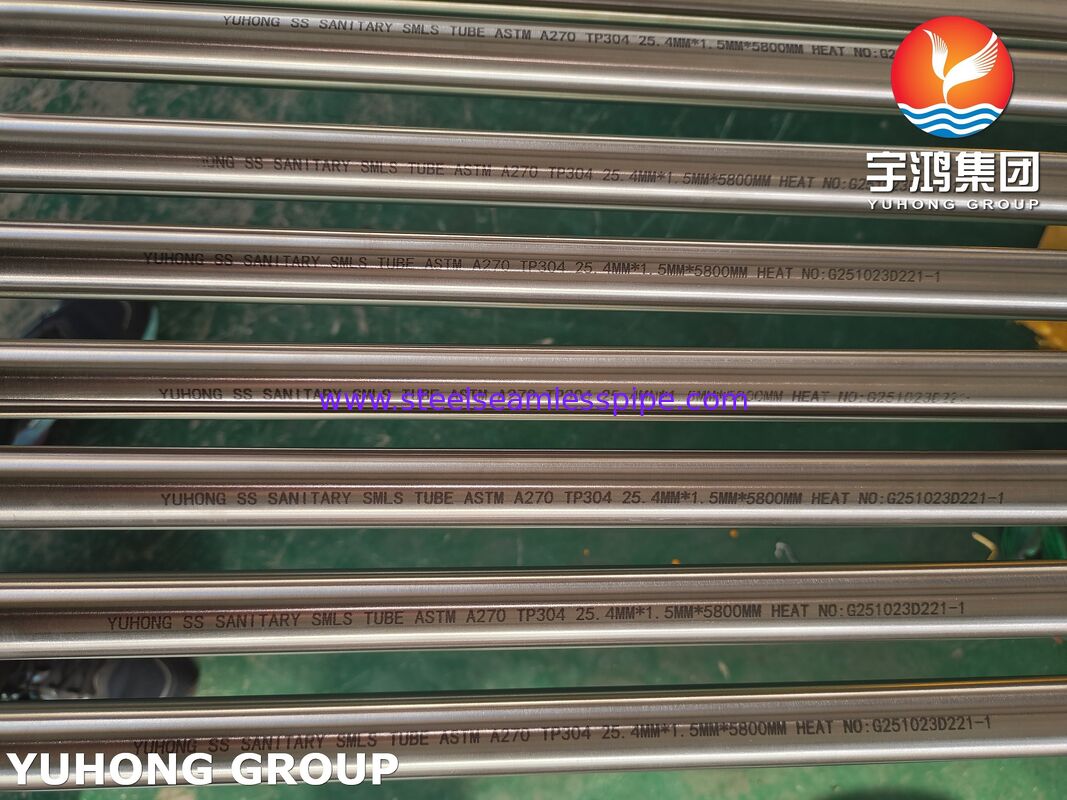 ASTM A270 TP304 Ατσάλι από ανοξείδωτο χάλυβα φωτεινό αναψυγμένο άψογο υγιεινό σωλήνα για την επεξεργασία τροφίμων