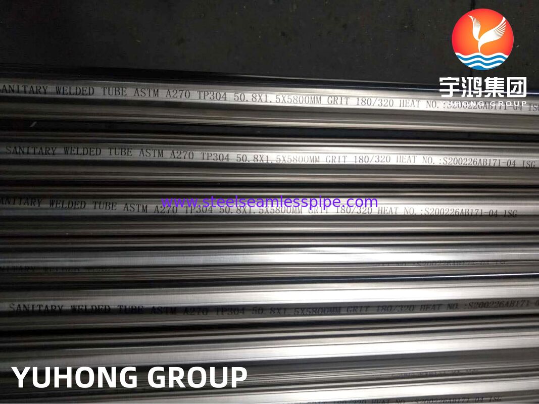 ASTM A270 TP304 Υγιεινές σωλήνες συγκόλλησης από ανοξείδωτο χάλυβα με μηχανικά γυαλισμένο και ηλεκτροφωλισμένο φινίρισμα και προσαρμοσμένη τραχύτητα Ra