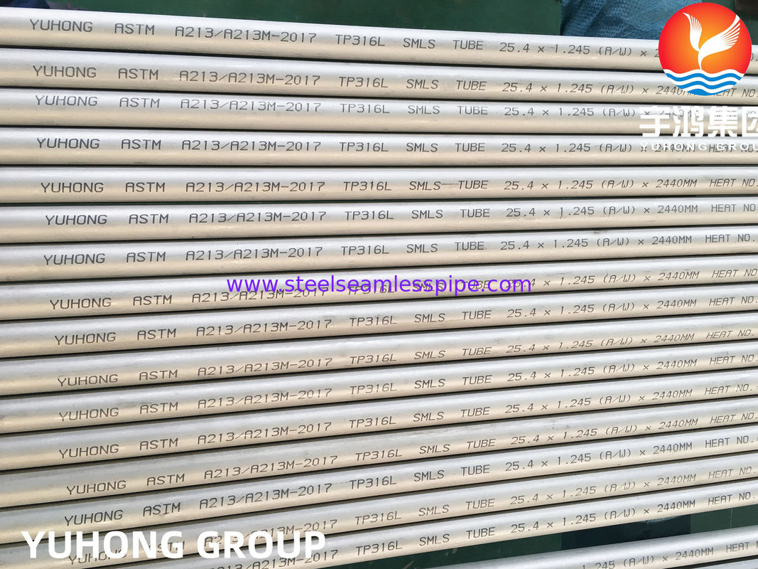 ΑΣΤΜ A213 TP316L S31603 SUS316L Ατσάλινο σωλήνα ανταλλακτήρα θερμότητας χωρίς συγκόλληση