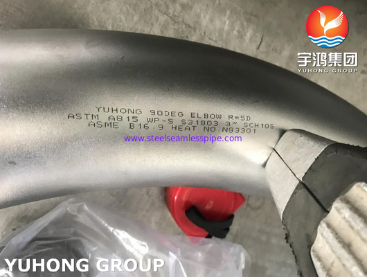 ASTM A815 WPS31803 ASME B16.9 3» κάμψη ανοξείδωτου SCH10S R=5D διπλή