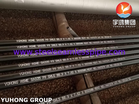 ASTM A335 / ASME SA335 P9 Σύνθετο χάλυβα αδιάβροχο σωλήνα μαύρη ζωγραφική βεβλεμένο άκρο