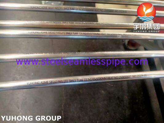 ASME SB163 UNS N02201 Χαλκοσωλήνας από κράμα νικελίου χωρίς συγκόλληση για εναλλάκτη θερμότητας και συμπυκνωτή