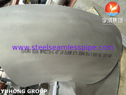 ASTM B366 UNS N10276 / WPHC276 Τεχνουργήματα σωλήνων Hastelloy C276 45 βαθμοί LR Εγκόνατος